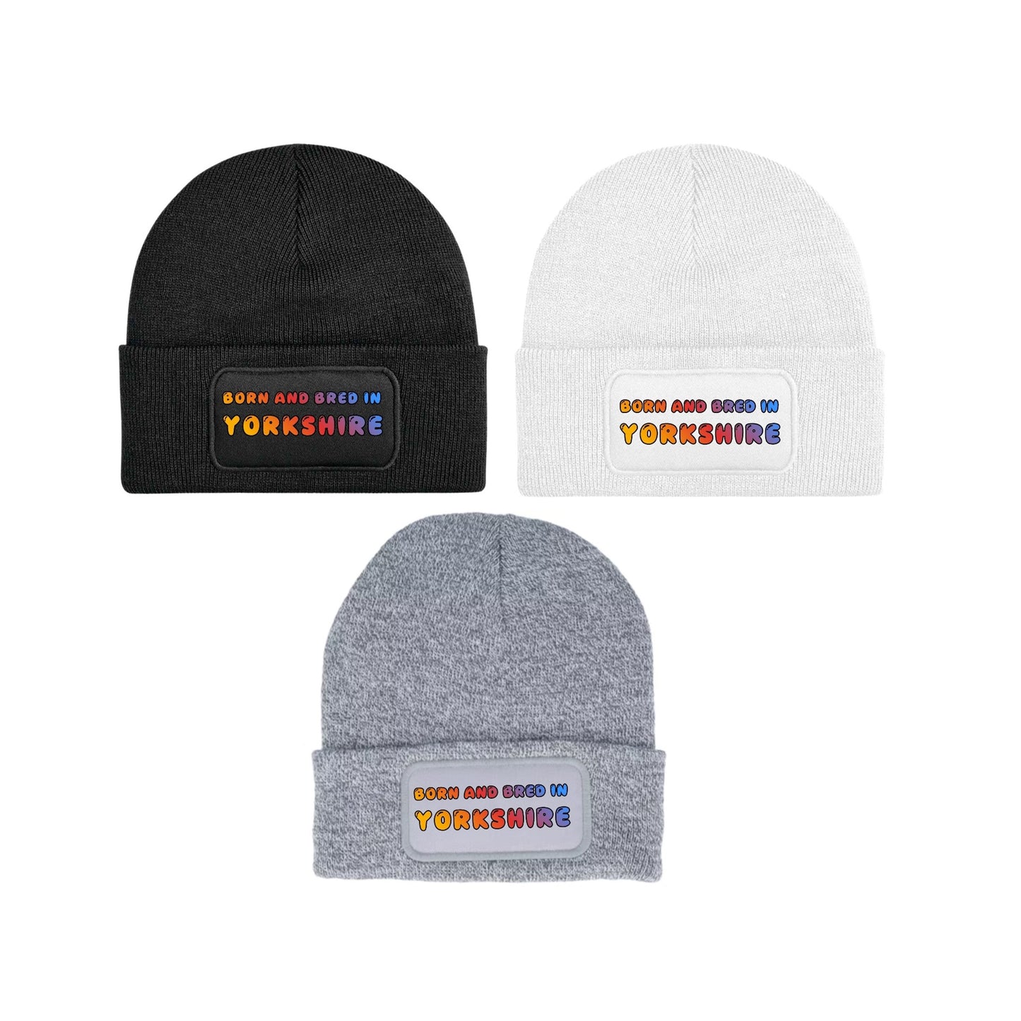 Born and Bred In Yorkshire Beanie Knitted Winter Hat Unisex Gift