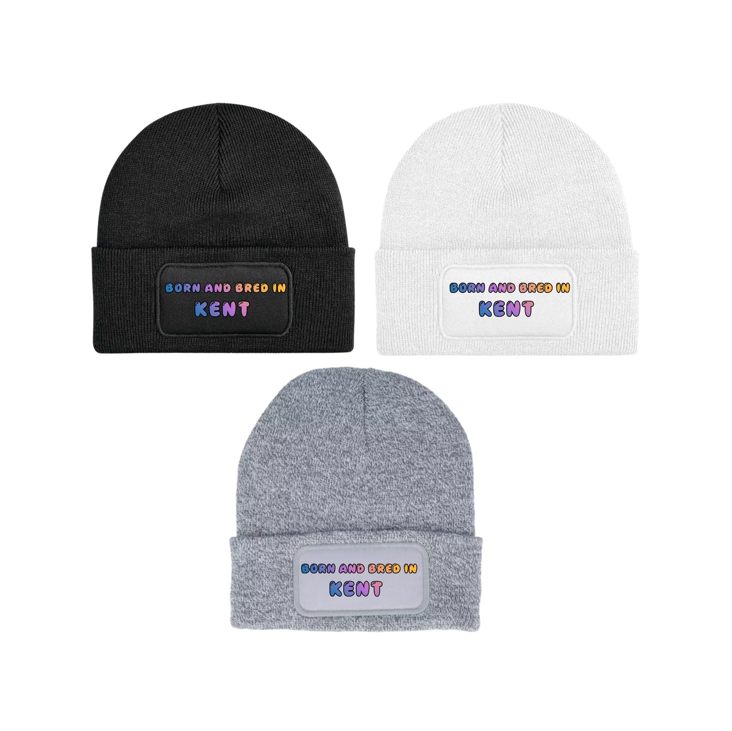 Born and Bred In Kent Beanie Knitted Winter Hat Unisex Gift