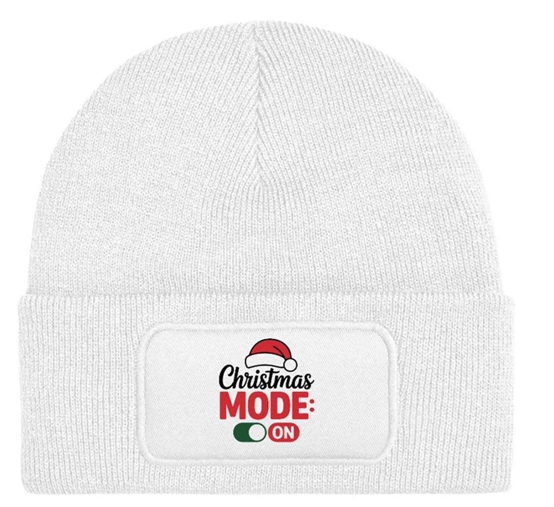 Christmas Mode On Beanie Knitted Winter Hat Unisex Seasonal Festive