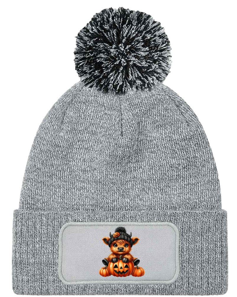 Highland Cow Halloween Unisex Beanie Knitted Winter Bobble Hat