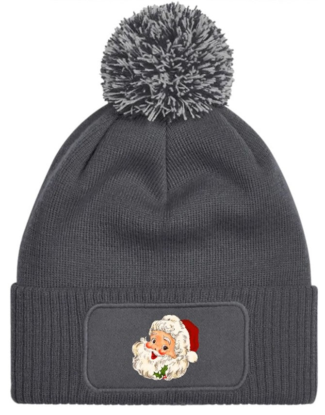 Beanie Knitted Winter Bobble Hat Unisex Vintage Father Christmas Santa Claus