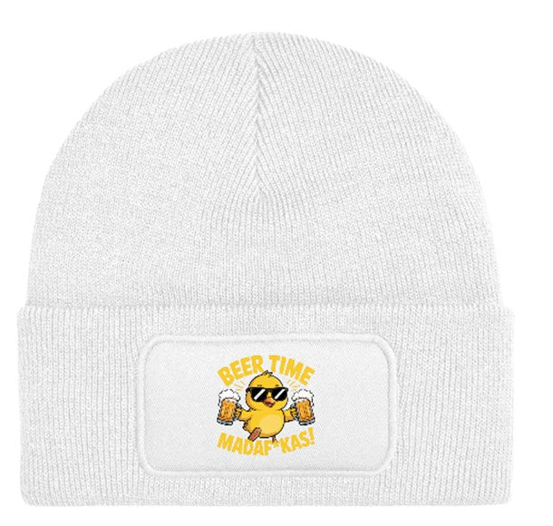 "Beer time Madaf*kas" Funny Duck Beanie Knitted Winter Hat Unisex