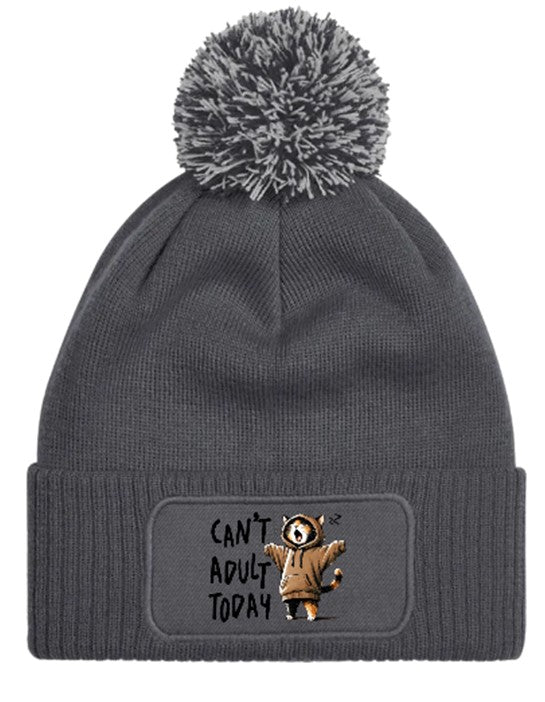 "Can't Adult Today" Funny Beanie Knitted Winter Bobble Hat Unisex