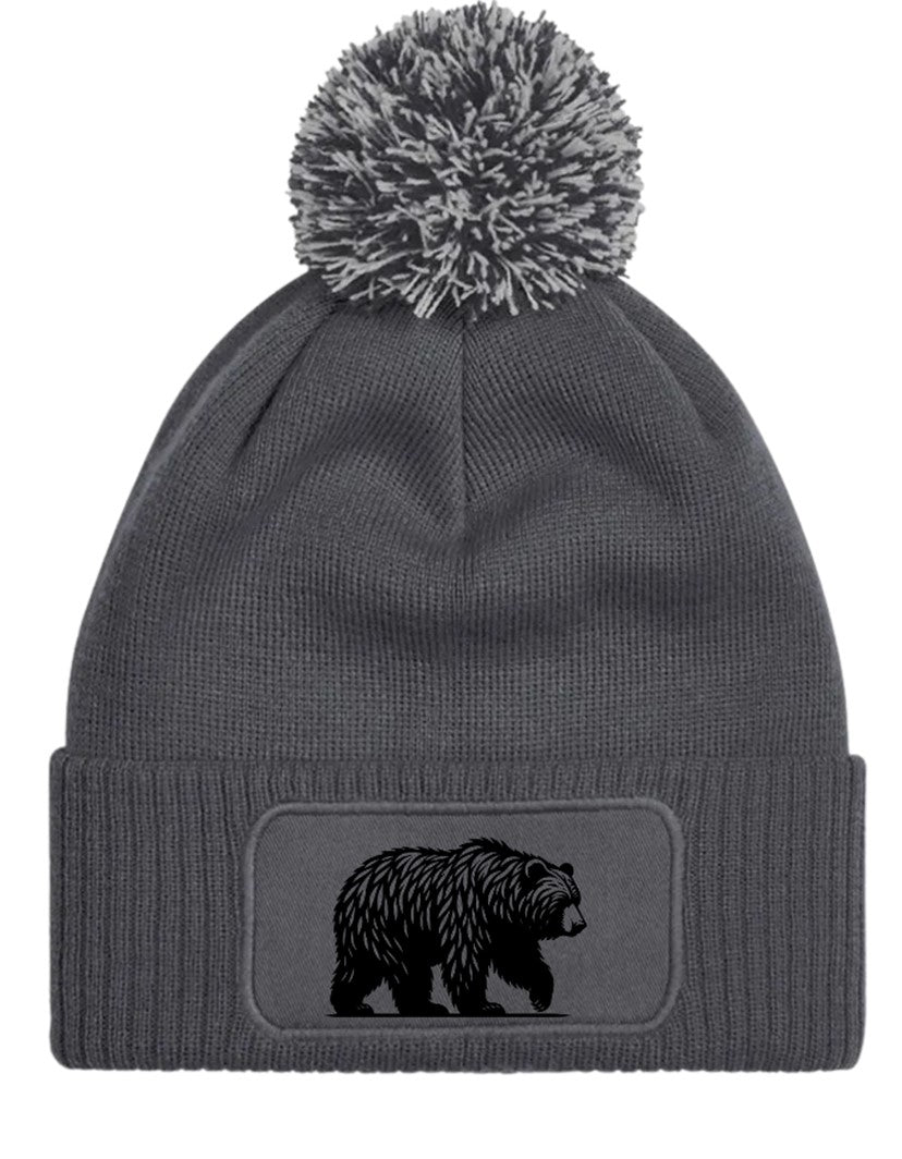 Bear Hiking Hunting Beanie Knitted Winter Bobble Hat Unisex