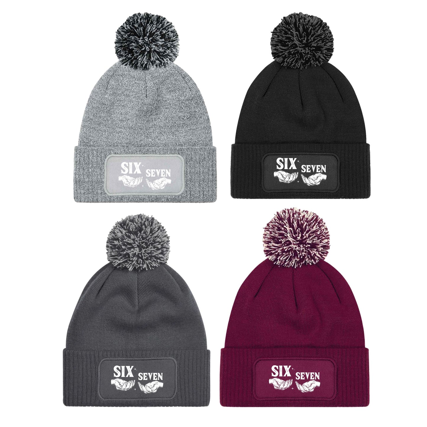 Six Seven 6 7 Meme Trend Beanie Knitted Winter Bobble Hat Unisex Teens Adults