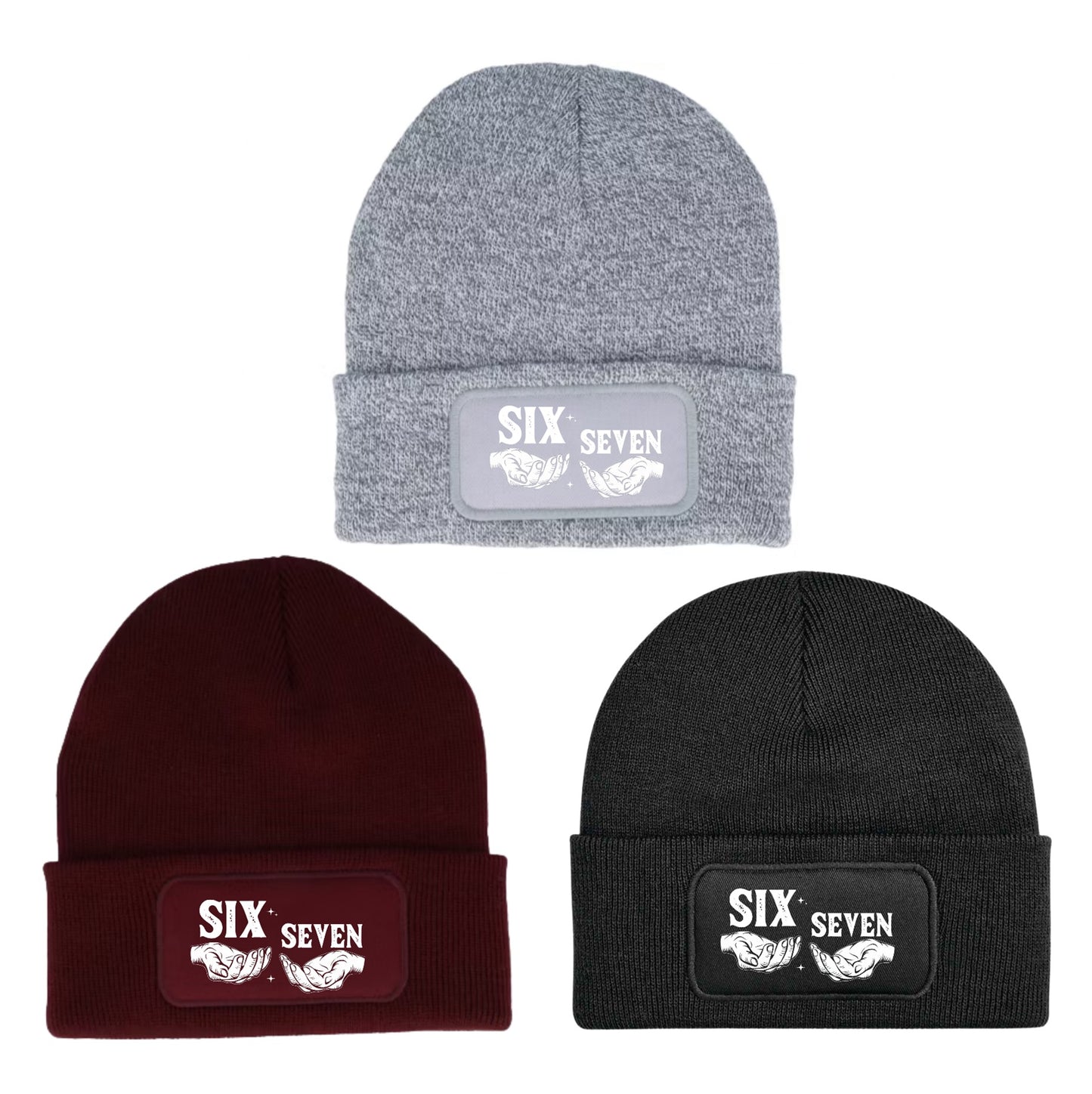 6 7 Six Seven Meme Trend Beanie Knitted Winter Hat Unisex Adults Teens Funny