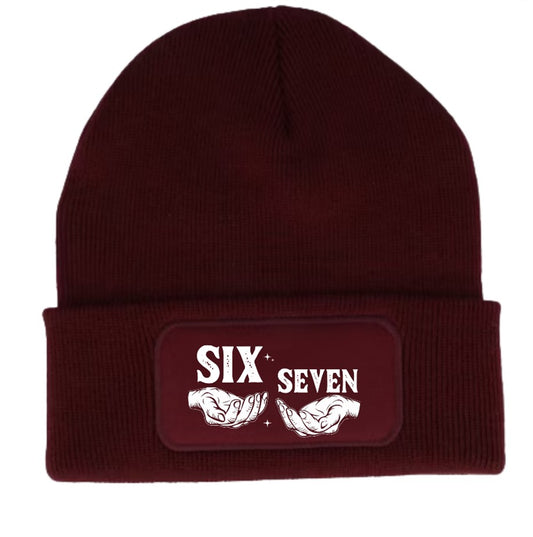 6 7 Six Seven Meme Trend Beanie Knitted Winter Hat Unisex Adults Teens Funny