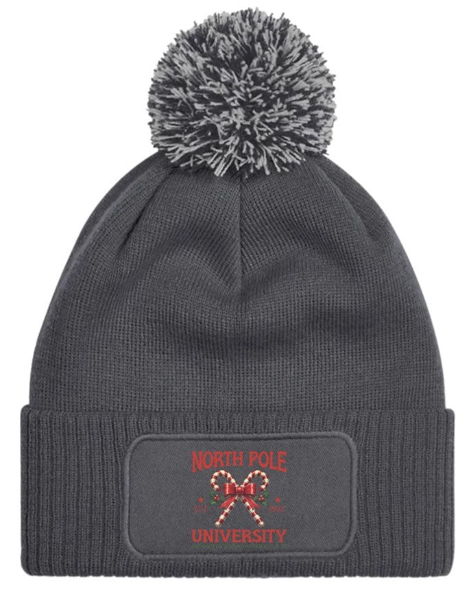 North Pole University Christmas Beanie Knitted Winter Bobble Hat Unisex