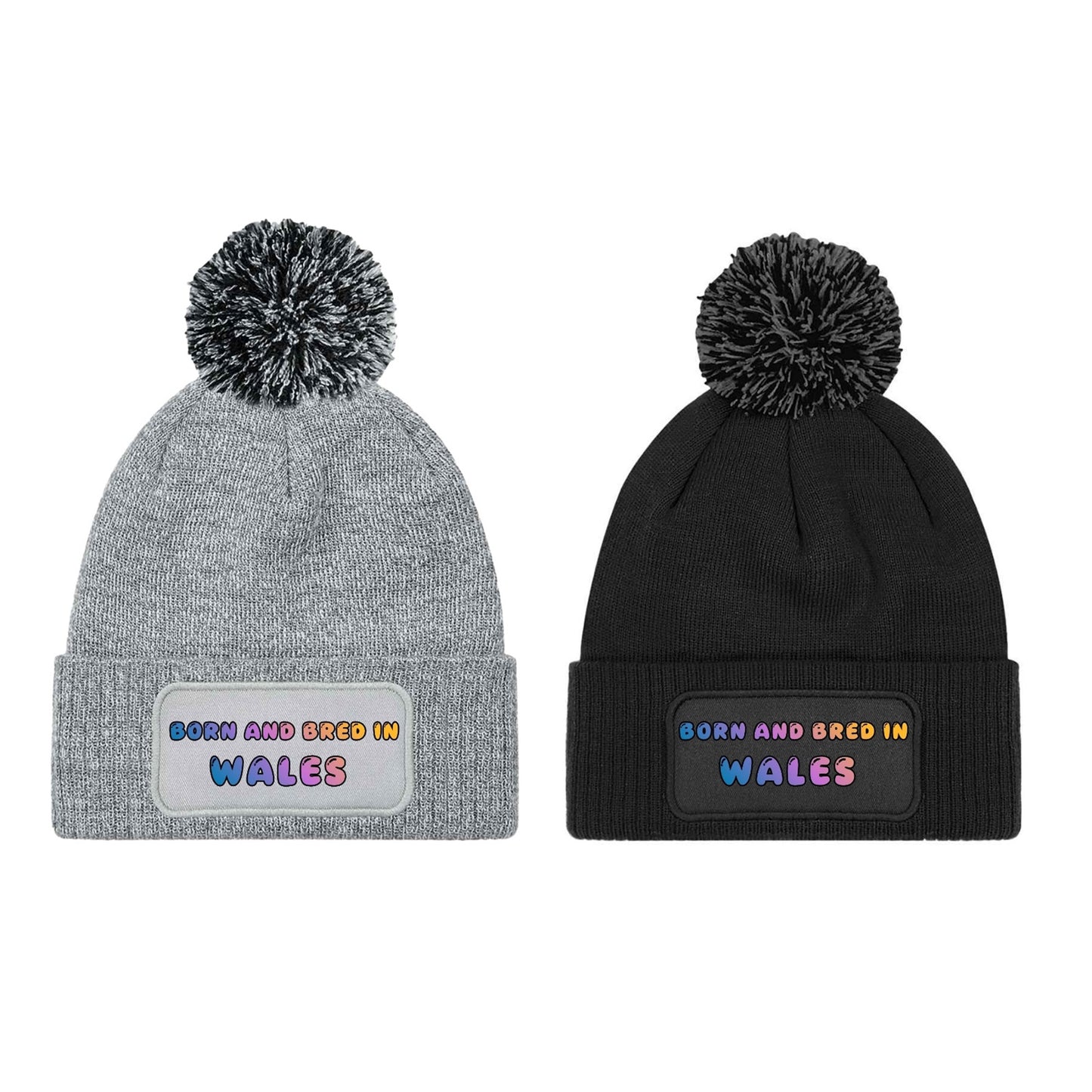 Born and Bred In Wales Novelty Beanie Knitted Winter Bobble Hat Unisex Gift