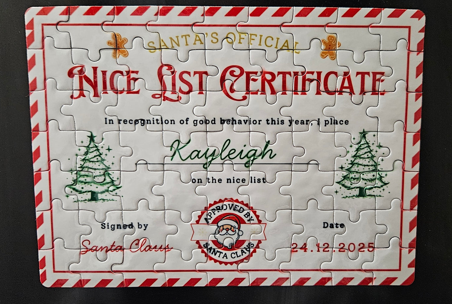 Santa's Nice List Personalised Custom Christmas Magnetic Jigsaw Puzzle