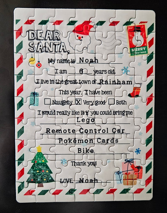 Santa's Christmas List Personalised Custom Christmas Magnetic Jigsaw Puzzle