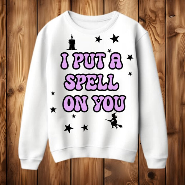"I put a spell on you" Hocus Pocus Witches Halloween Womens Sweatshirt Jumper