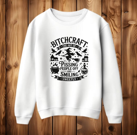 Bitchcraft Funny Slogan Witch Halloween Womens Sweatshirt Jumper