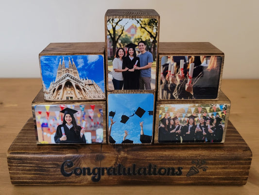 Congratulations / Graduation Personalised Gift Wooden Photo Blocks