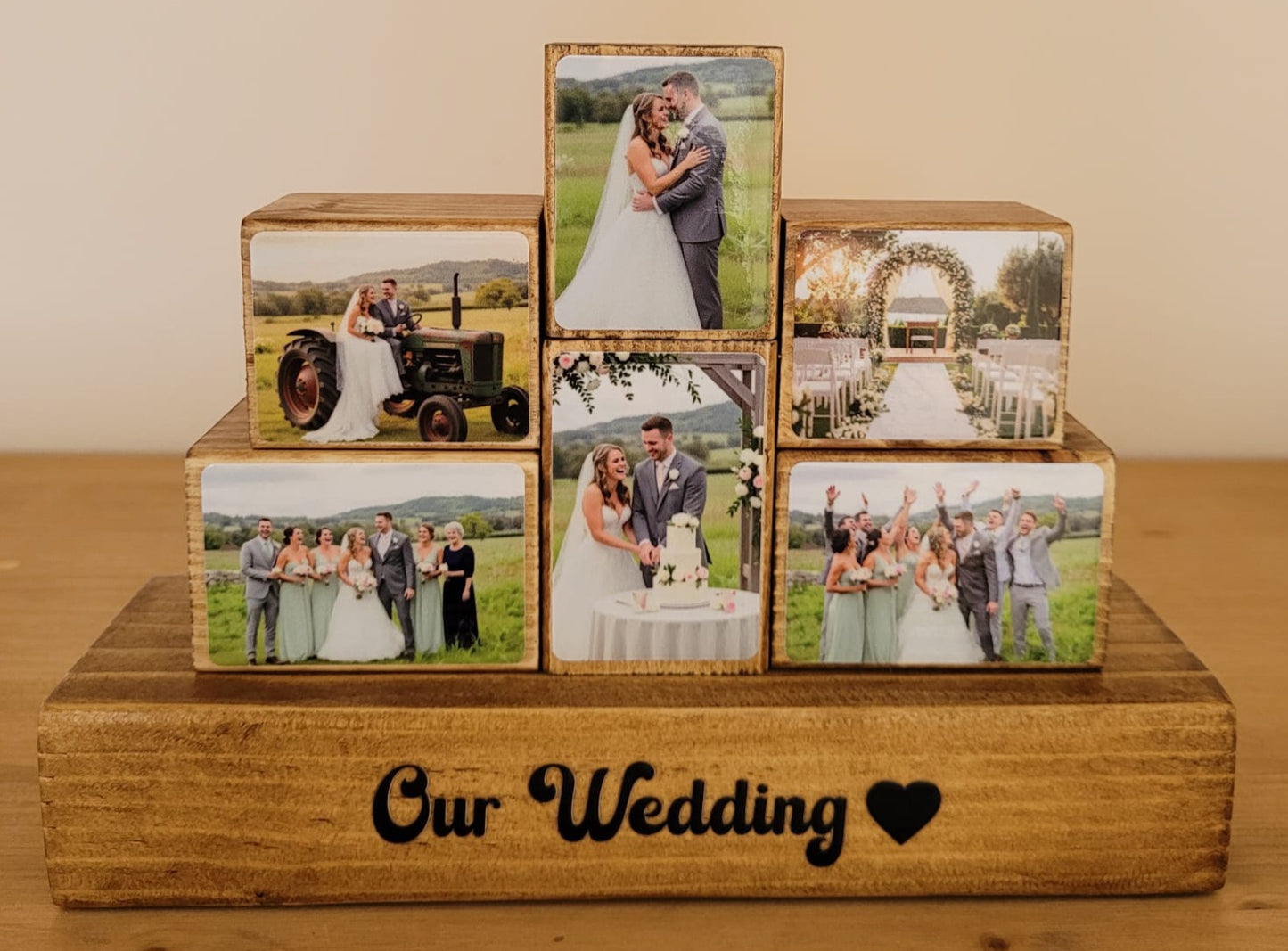 Wedding Anniversary Personalised Gift Wooden Photo Blocks