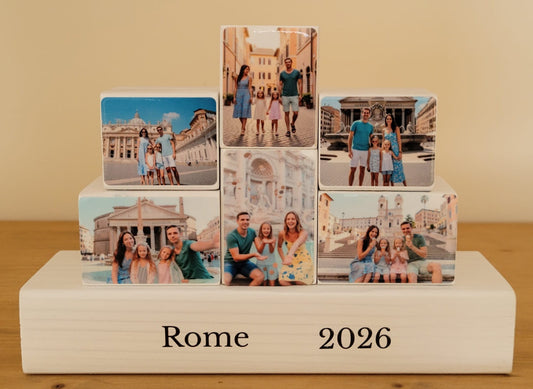 Holiday Vacation Trip Personalised Gift Wooden Photo Blocks