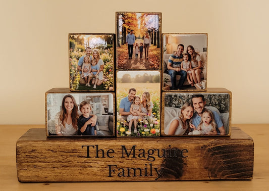 Family Personalised Gift Wooden Photo Blocks