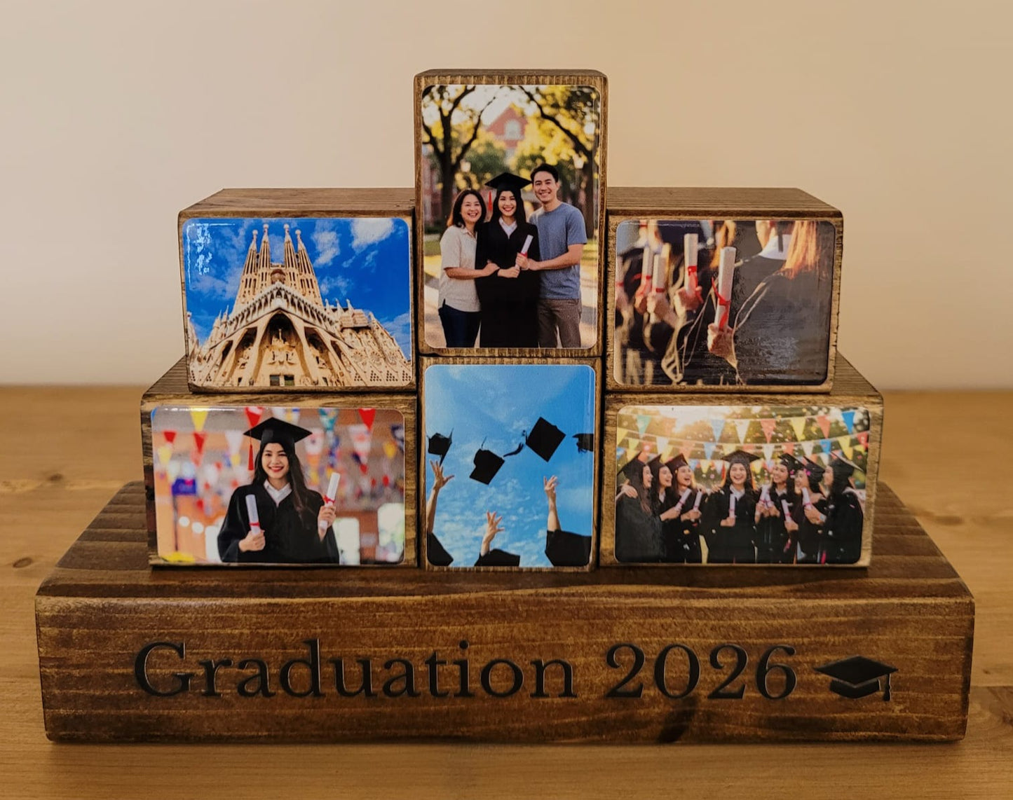 Congratulations / Graduation Personalised Gift Wooden Photo Blocks