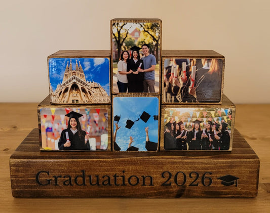 Congratulations / Graduation Personalised Gift Wooden Photo Blocks