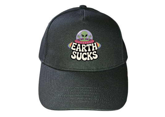 EARTH SUCKS BASEBALL CAP HAT - FUNNY SLOGAN - UFO SPACE ALIEN