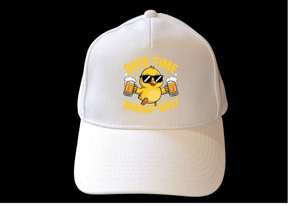 BEER TIME MADAF*KAS BASEBALL CAP HAT - FUNNY SLOGAN - DUCK ALCOHOL DRINK
