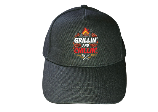 GRILLIN AND CHILLIN BASEBALL CAP HAT - BBQ KING SUMMER COOK CHEF