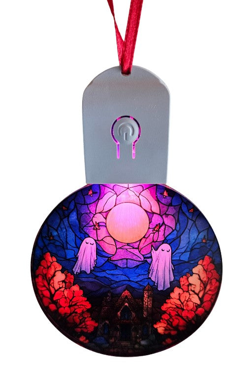 LED Light Up Acrylic Bauble Hanging Halloween Ornament