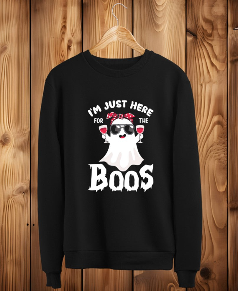 I'm Just here for the Boos Funny Slogan Halloween Womens Black Sweatshirt Jumper