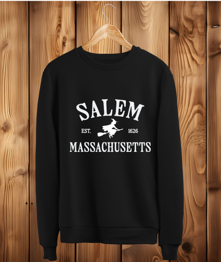 Salem Massachusetts Witches Halloween Womens Black Sweatshirt Jumper