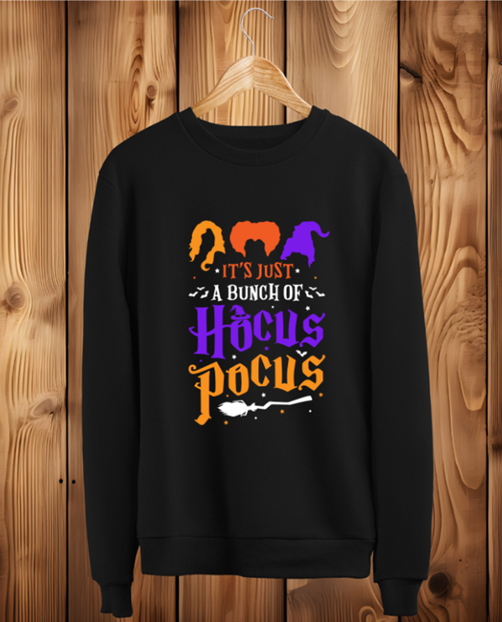 Just a Bunch of Hocus Pocus Witches Halloween Womens Black Sweatshirt Jumper