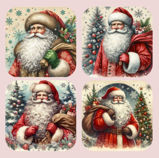 Traditional Father Christmas Set of 4 Coasters