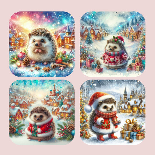 Christmas Hedgehogs Set of 4 Coasters