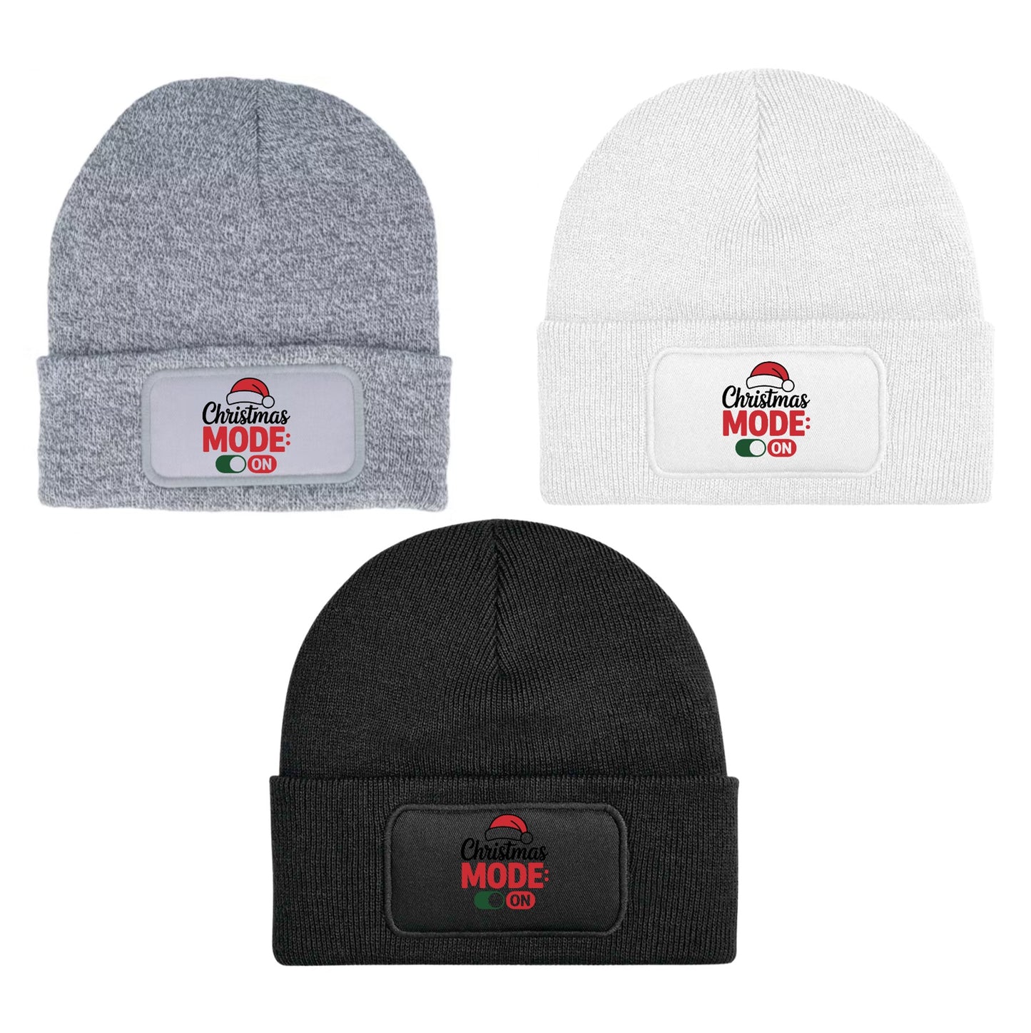 Christmas Mode On Beanie Knitted Winter Hat Unisex Seasonal Festive