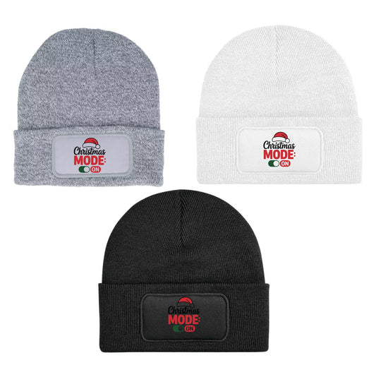 Christmas Mode On Beanie Knitted Winter Hat Unisex Seasonal Festive