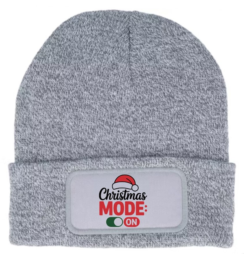 Christmas Mode On Beanie Knitted Winter Hat Unisex Seasonal Festive