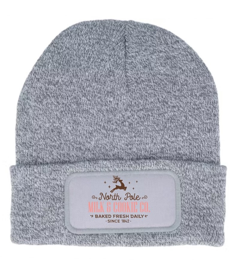 North Pole Milk and Cookies Co. Beanie Knitted Winter Hat Unisex Seasonal Festive Christmas