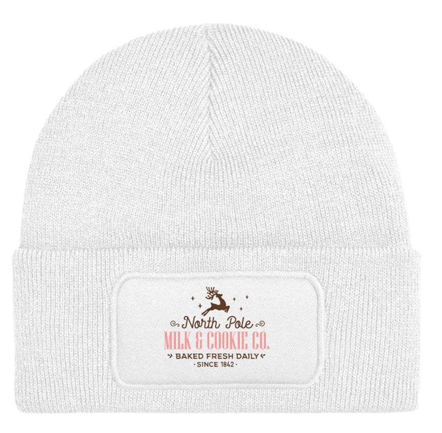 North Pole Milk and Cookies Co. Beanie Knitted Winter Hat Unisex Seasonal Festive Christmas