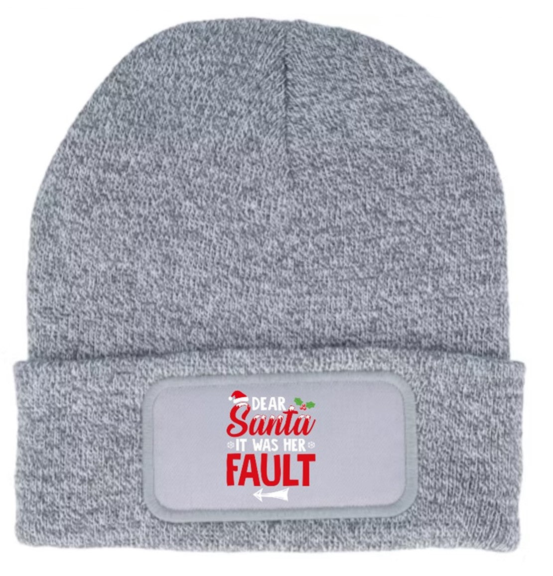 Dear Santa It Was Her Fault Beanie Knitted Winter Hat Unisex Christmas Funny