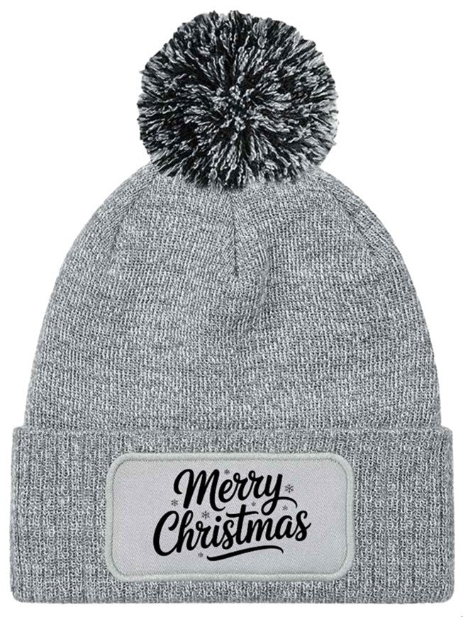 Merry Christmas Unisex Beanie Knitted Winter Bobble Hat