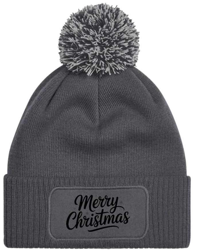 Merry Christmas Unisex Beanie Knitted Winter Bobble Hat