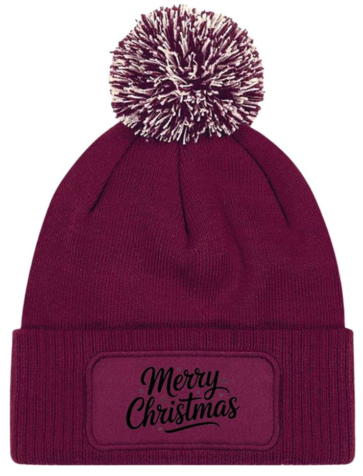 Merry Christmas Unisex Beanie Knitted Winter Bobble Hat