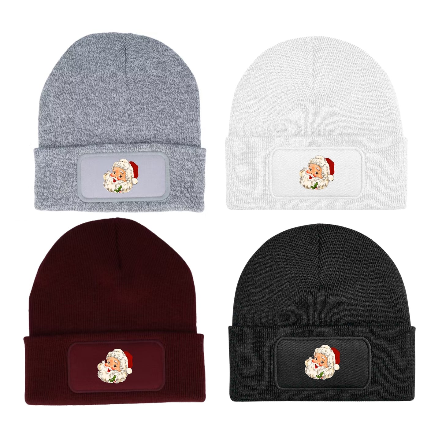 Vintage Style Father Christmas Santa Claus Beanie Knitted Winter Hat Unisex Festive