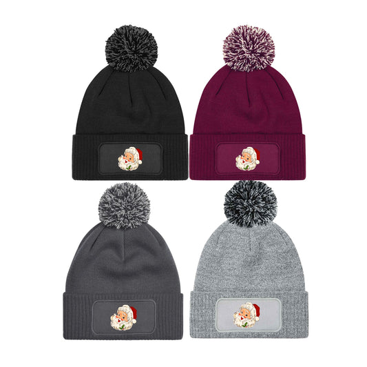 Beanie Knitted Winter Bobble Hat Unisex Vintage Father Christmas Santa Claus