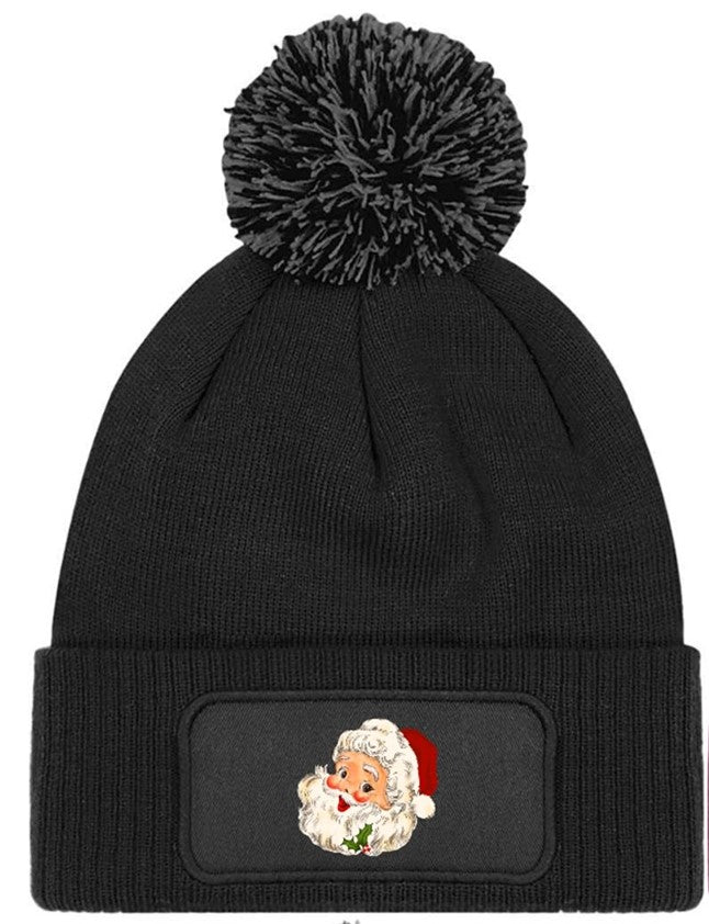 Beanie Knitted Winter Bobble Hat Unisex Vintage Father Christmas Santa Claus