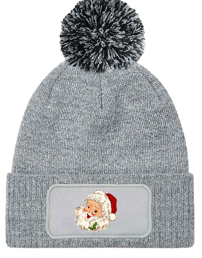 Beanie Knitted Winter Bobble Hat Unisex Vintage Father Christmas Santa Claus