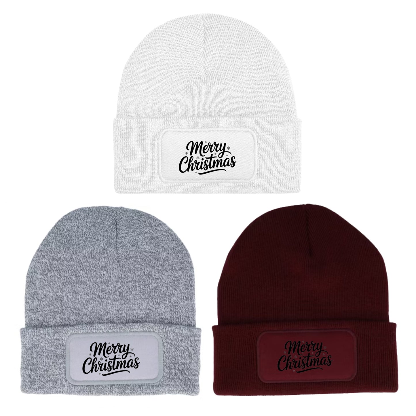 Merry Christmas Festive Unisex Beanie Knitted Winter Hat