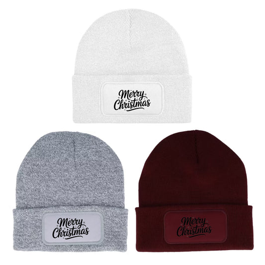 Merry Christmas Festive Unisex Beanie Knitted Winter Hat