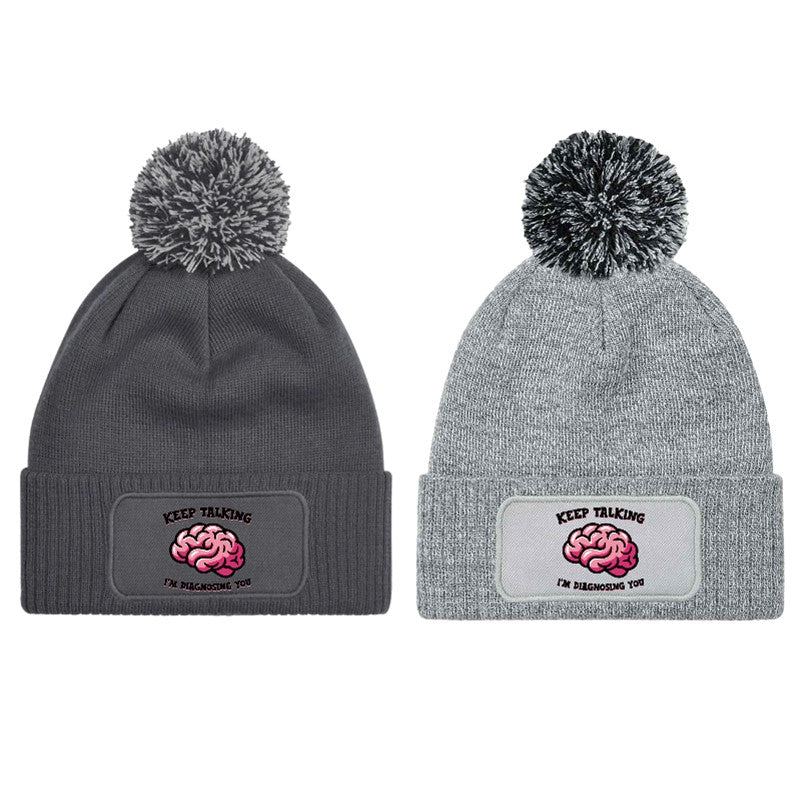 "I'm Diagnosing you" Psychology Beanie Knitted Winter Bobble Hat Unisex