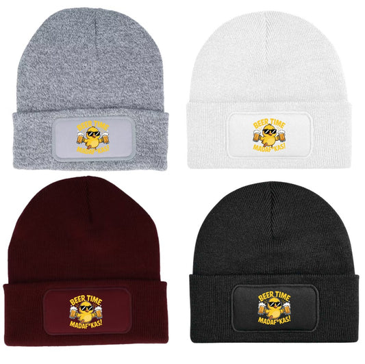 "Beer time Madaf*kas" Funny Duck Beanie Knitted Winter Hat Unisex