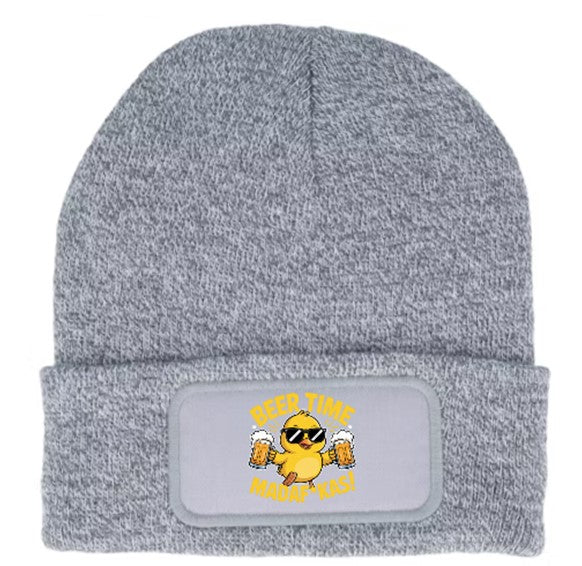 "Beer time Madaf*kas" Funny Duck Beanie Knitted Winter Hat Unisex